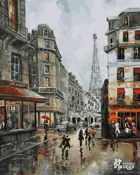 Картина по номерам на холсте 40х50 на подрамнике. "Парижские будни".